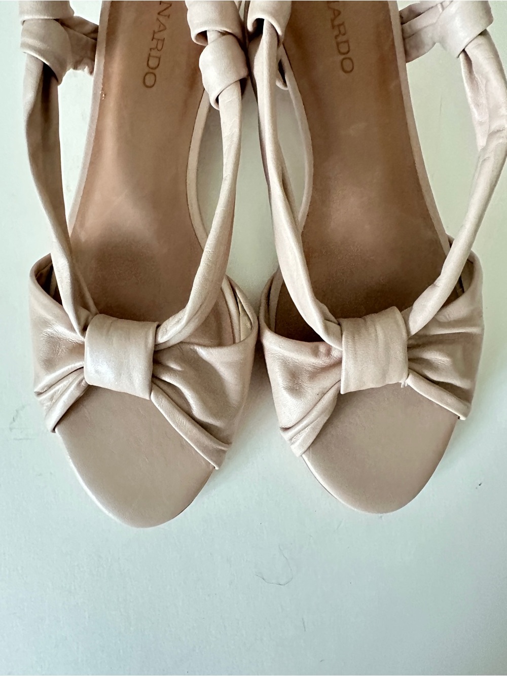 Bernardo Winifred Demi-wedge Blush Leather Knotted Women's Sandals, Sz 8M Preown - Picture 4 of 10